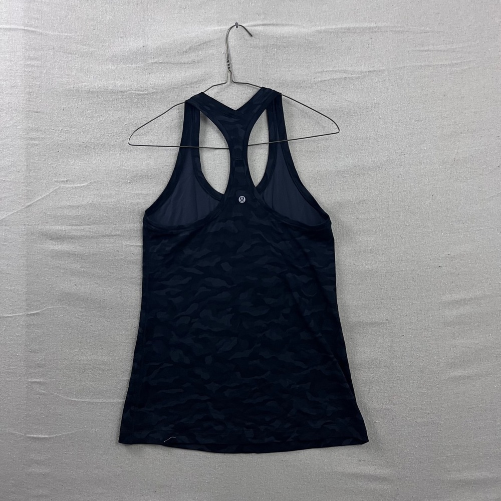 Lululemon Tank Top Womens 4 Black Camo Racerback Slim Fit Athletic Activewear